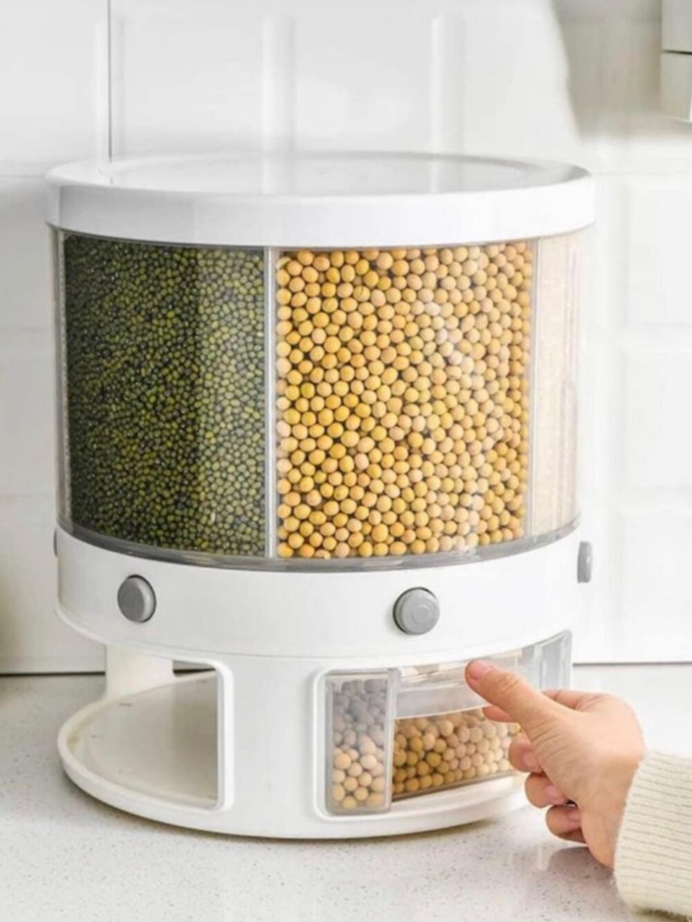 Kitchen Storage Rotating Rice Grain Cereal Dispenser Sealed Box Food Container
